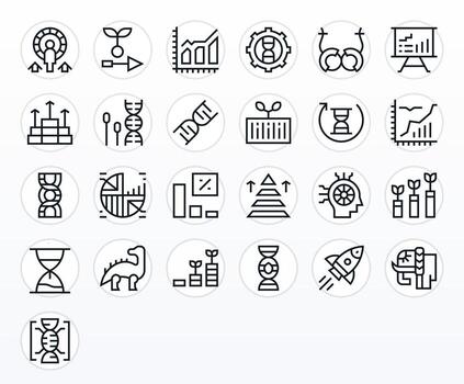 25 editable íconos temática alrededor evolución en alto resolución regular línea formato vector