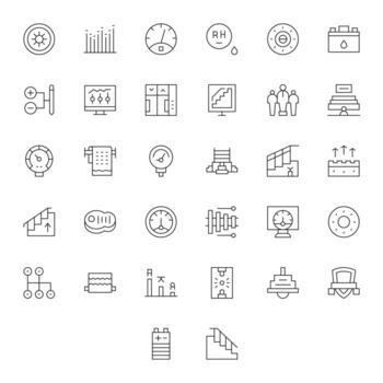 32 Delgado línea íconos desde nivel en 64 x 64 píxel optimizado calidad vector