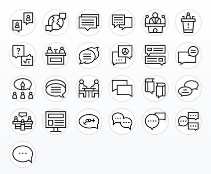 foro icono caja de herramientas presentando 25 editable 64 x 64 regular línea elementos vector