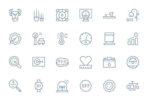 24 64 x 64 Delgado línea píxel optimizado íconos para indicador proyectos vector