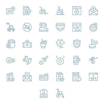 32 Pixel Aligned Thin Line Icons from Invalid Collection vector