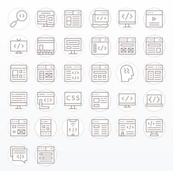 32 Thin Line Detail Enhanced Icons for Html Graphics vector