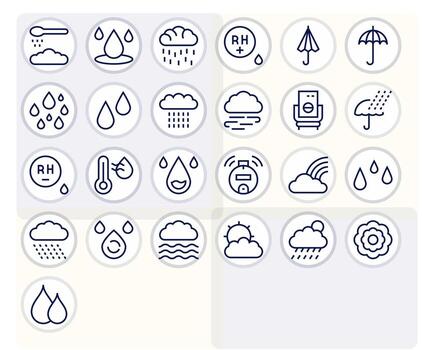 25 Regular Line Icons designed for Humidity in 256x256 Display Perfect format vector