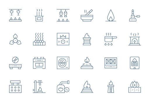 24 Thin Line Pixel Aligned Icons crafted for Burner High Resolution applications vector