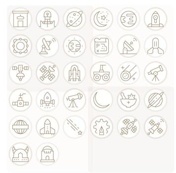 32 Icons for Space optimized in PIXEL Perfect Retina Ready Thin Line resolution vector