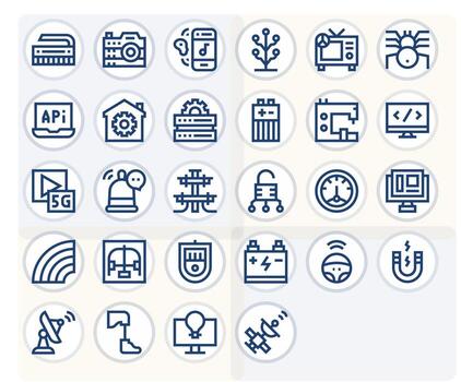 Technology Graphics featuring 28 Bold Line Pixel Aligned High Resolution Designs vector