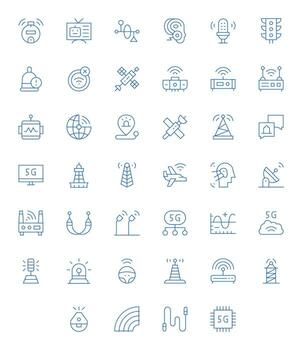 señal escalable conjunto presentando 40 píxel Perfecto Delgado línea 128x128 íconos vector