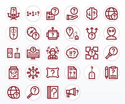 28 Grid Fitted Bold Line Icons designed for Unknown Interface vector