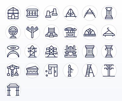 25 Regular Line Icons designed for Support Structure in Retina Ready Pixel Aligned format vector