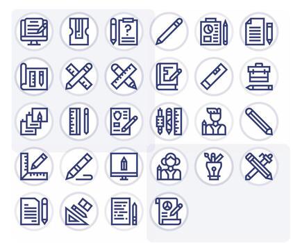 28 alto resolución negrita línea íconos optimizado para lápiz monitor Perfecto monitor vector