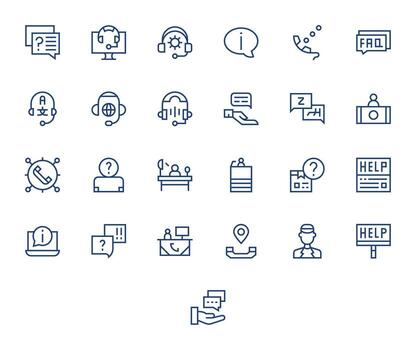 Helpdesk Graphics Pack including 25 Regular Line 256x256 Pixel Aligned Icons vector