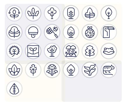 25 High Resolution Regular Line PIXEL Perfect Icons for Biodiversity Projects vector