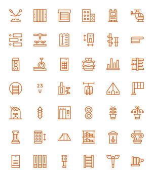 Vertical Design Icons featuring 42 Pixel Aligned Regular Line Style vector