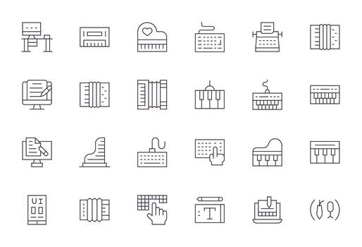 teclado esencial conjunto incluso 24 píxel Perfecto Delgado línea alto resolución íconos vector