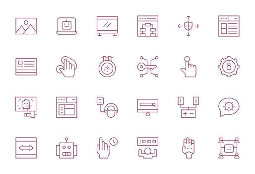 Interface Graphics Pack including 24 Thin Line High Resolution Display Perfect Icons vector