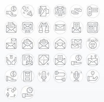 recibir icono repositorio conteniendo 32 Delgado línea 256x256 cuadrícula equipado gráficos vector