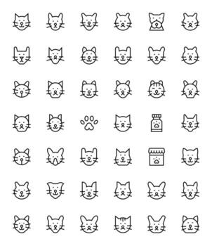 42 Regular Line Pixel Optimized Icons tailored for Cat Retina Ready interface vector