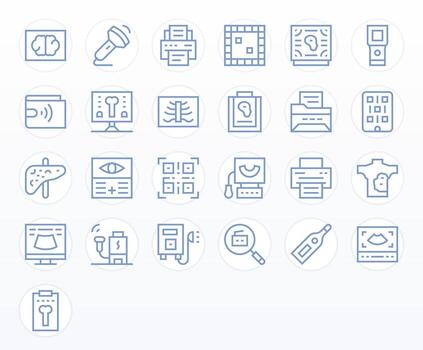25 Pixel Optimized Regular Line Icons designed for Scan Interface vector