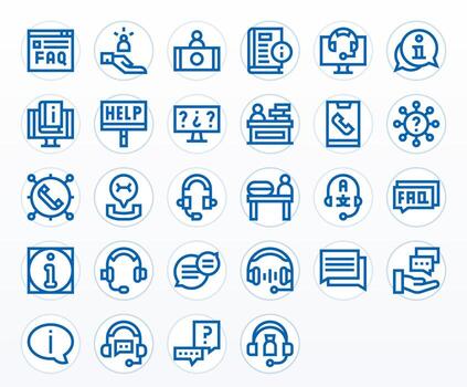 Support Center Icon Toolkit featuring 28 Editable 256x256 Bold Line elements vector