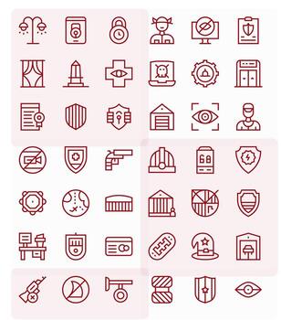 42 Retina Ready Icons for Security in Display Perfect Regular Line Format vector