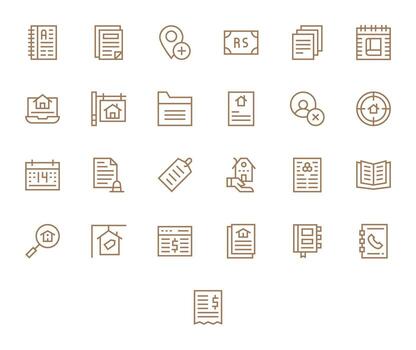 25 128x128 Regular Line Icons optimized for Listing Grid Fitted display vector