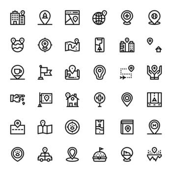 36 negrita línea íconos diseñado para determinar con precisión ubicación en alto resolución píxel optimizado formato vector