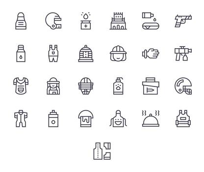 25 Regular Line Icons designed for Protective in Retina Ready Pixel Optimized format vector