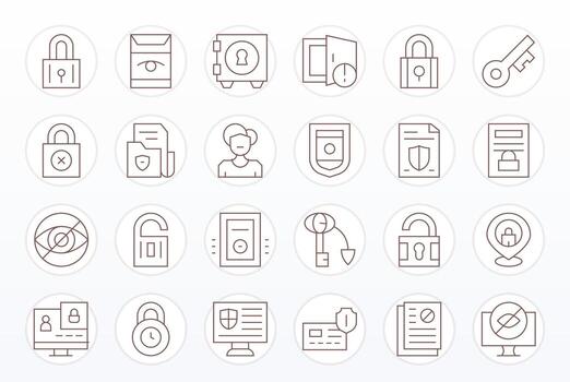 Confidential Comprehensive Bundle with 24 Pixel Optimized Thin Line 128x128 Icons vector