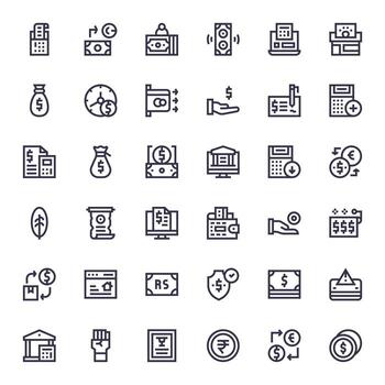 36 High Resolution Icons for Transaction in Grid Fitted Bold Line Format vector