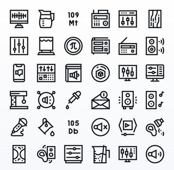 36 Pixel Optimized 256x256 Icons for Volume in elegant Bold Line design vector