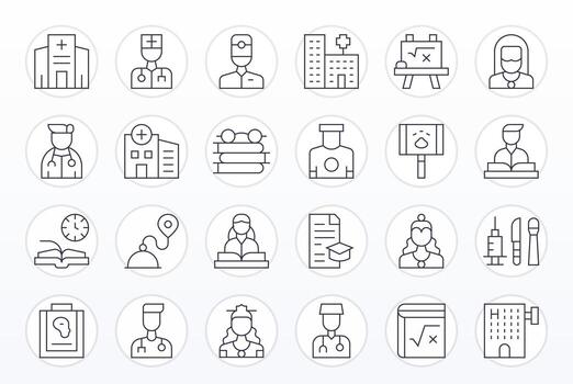 Exam Professional Set with 24 Thin Line Pixel Optimized High Resolution Icons vector