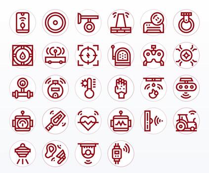28 PIXEL Perfect Bold Line Icons designed for Sensor Interface vector