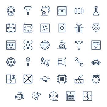 35 Regular Line Grid Fitted 128x128 Icons from Component Suite vector