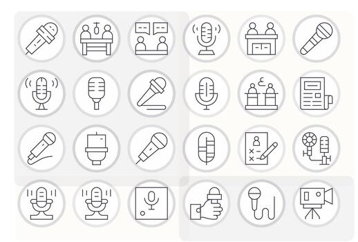 entrevista icono repositorio conteniendo 24 Delgado línea retina Listo editable gráficos vector