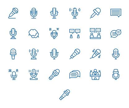 25 Pixel Aligned Icons themed around Commentary in High Resolution Regular Line format vector