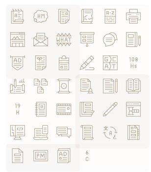 40 Thin Line Icons for Text in crisp High Resolution Display Perfect resolution vector