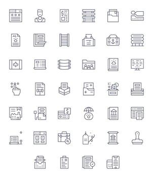 Records Visual Pack containing 40 Thin Line Pixel Aligned Icons vector