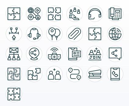 conectar píxel alineado conjunto con 25 64 x 64 regular línea íconos vector