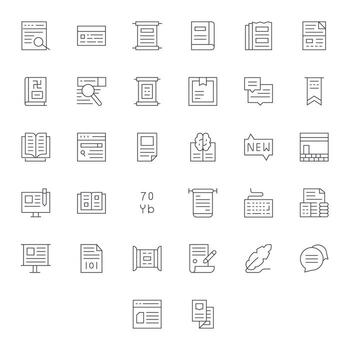 32 Pixel Aligned Retina Ready Icons for Text in elegant Thin Line design vector
