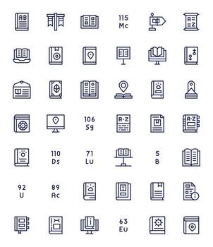 42 Regular Line Detail Enhanced Icons for Reference Graphics vector