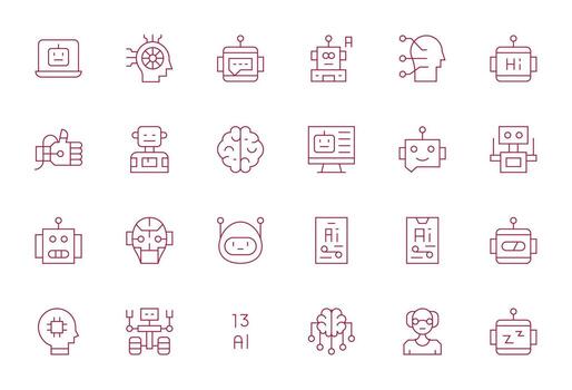 Artificial Intelligence Modern Collection with 24 Thin Line Retina Ready Pixel Optimized Icons vector