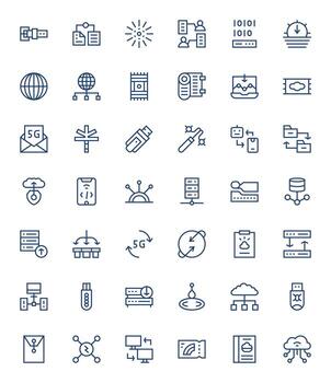 42 256x256 Regular Line Icons for Data Transfer with Editable precision vector