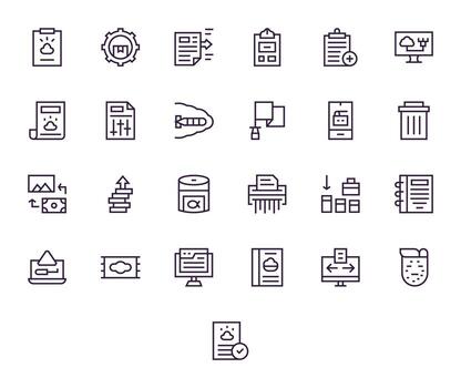 File Management Complete Package with 25 256x256 Regular Line Pixel Aligned Icons vector
