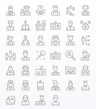 Staff Icon Repository containing 40 Thin Line High Resolution Grid Fitted graphics vector