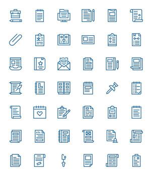 42 regular línea íconos diseñado para memorándum en 128x128 píxel alineado formato vector