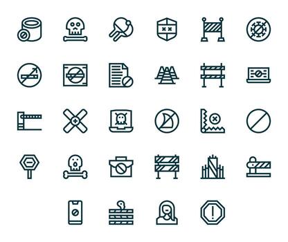 No Entry Icon Library with 28 Bold Line High Resolution Pixel Optimized Designs vector
