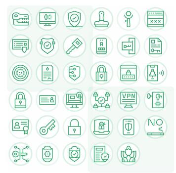 35 Regular Line Icons from Authentication in 64x64 Display Perfect Quality vector