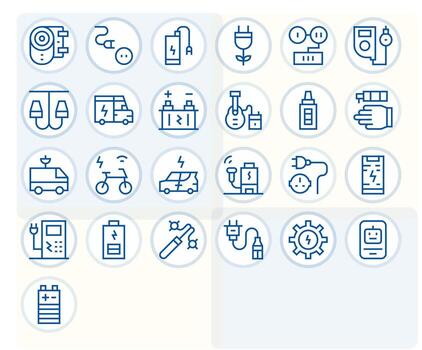 Charging Pixel Aligned Set with 25 High Resolution Regular Line Icons vector