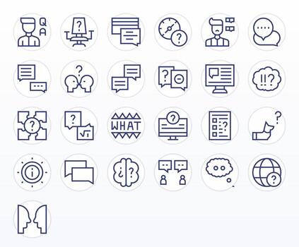 Regular Line Editable Icons from Question Set with 25 Retina Ready Icons vector
