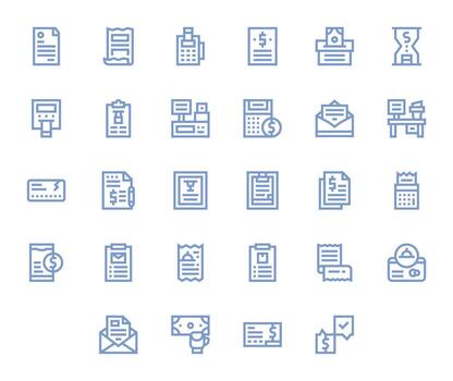 recibo icono conjunto con 28 negrita línea alto resolución píxel optimizado gráficos vector